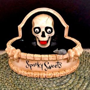 Department 56 spooky sweets skull, candy, googly eyes, fountain, candy dish